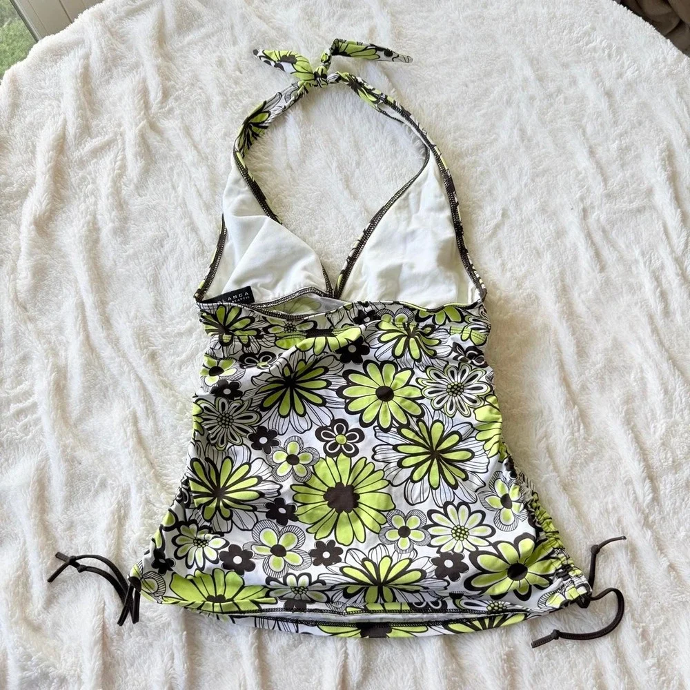 La Blanca by Rod Beattie Floral Halter Tankini Top Size 6